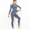 2 Piece Yoga Clothing Set Women Sportswear Long Sleeve Outfit Fitness Set Athletic Wear Gym Seamless Workout Clothes Sports Suit