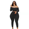 Plus Size Women Clothing Two Piece Set Fall Sexy Outfits Long Sleeve Off Shoulder Tops and Pants Sets Dropshipping Wholesale