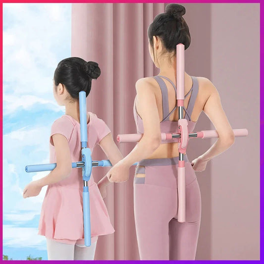 Yoga Sticks Hunchback Corrector Adjustable Stainless Steel Body Stick Cross Open Back Standing Training Stick Gym Home Sports