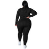 2022 Full Sleeve Women Plus Size Two Piece Set Hooded Zipper Coat and Long Pants Fashion Matching Outfits Wholesale Dropshipping