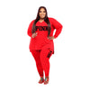 XL-5XL Fall Plus size Women Clothing Two Piece Set Fashion Long Sleeve V Neck top And Pants Print 2 Piece Suit Outfit
