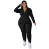 2022 Full Sleeve Women Plus Size Two Piece Set Hooded Zipper Coat and Long Pants Fashion Matching Outfits Wholesale Dropshipping